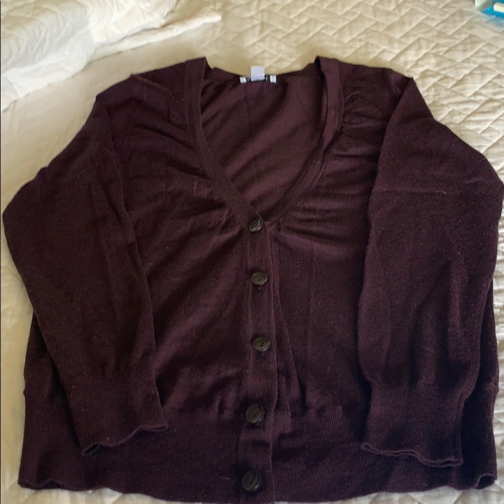 LOFT Purple Knit Cardigan Sweater